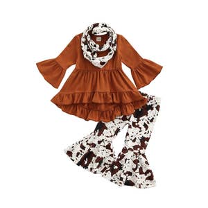 Imcute Toddler Baby Girl Clothes Ruffle Tops Bell Bottom Flare Pants Outfits  