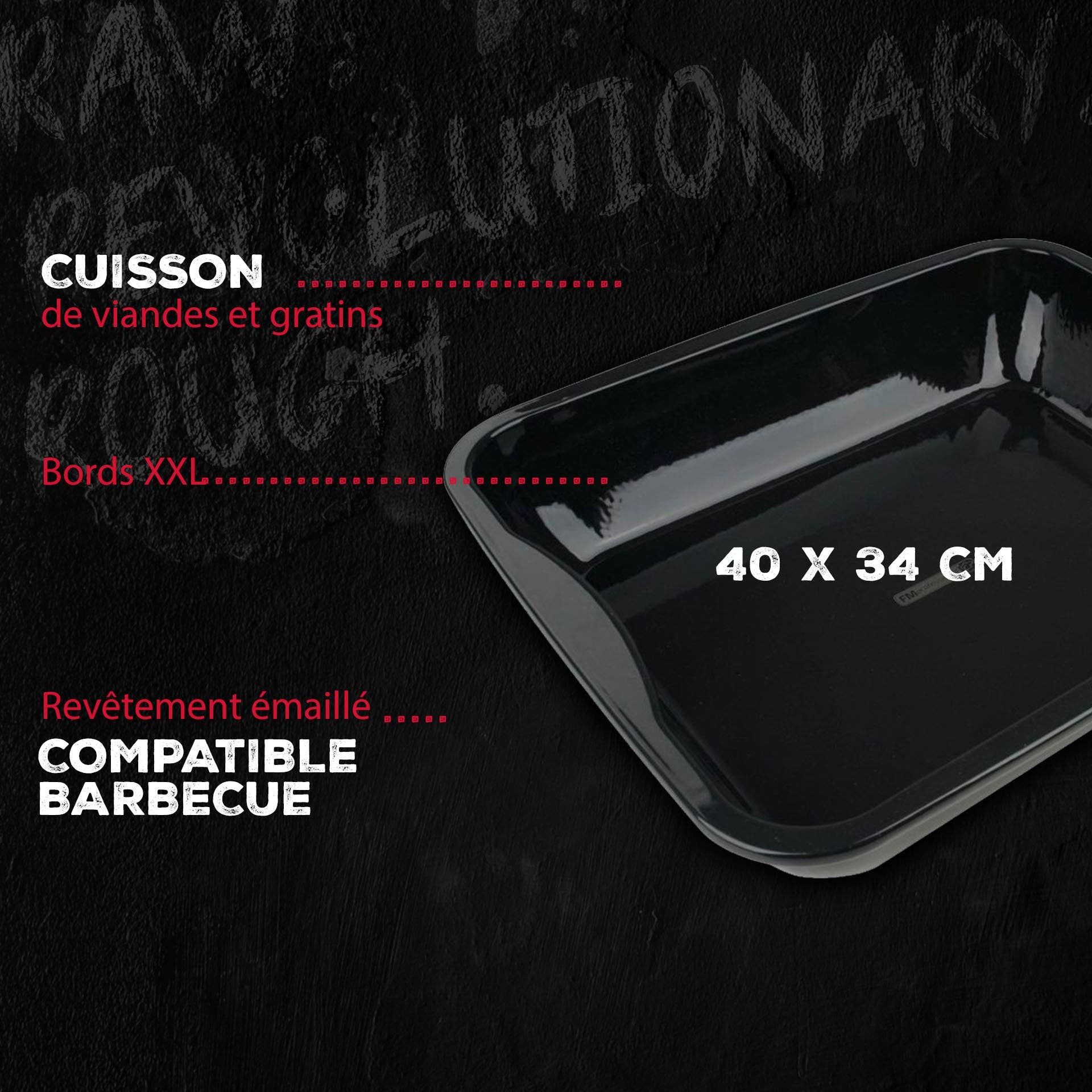 Zenker - Wholesale Baking Dish - Set of 2 enamelled steel oven dishes 40 x 34 cm FM Professional Barbecue1