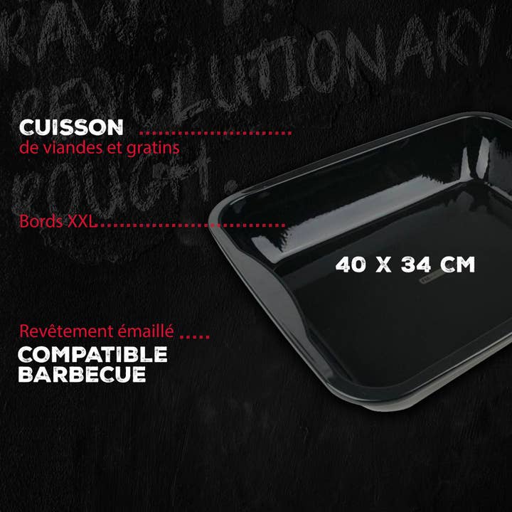 Zenker - Wholesale Baking Dish - Set of 2 enamelled steel oven dishes 40 x 34 cm FM Professional Barbecue1