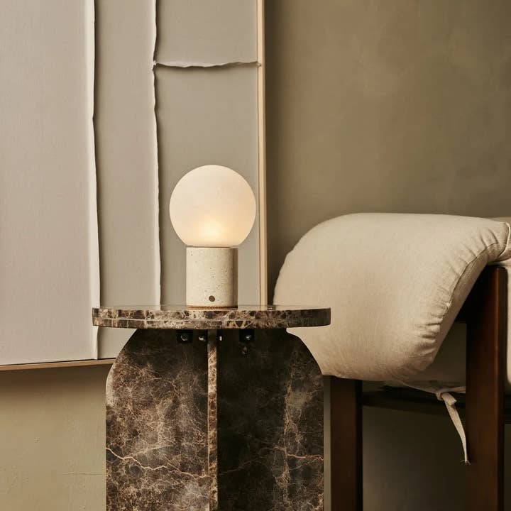 Tavellio - Wholesale Accent/Desk Lamp - Metsu Beige / Travertino Classico – Classic Travertine Rechargeable Table Lamp with 3 Light Colors & Dimming Function