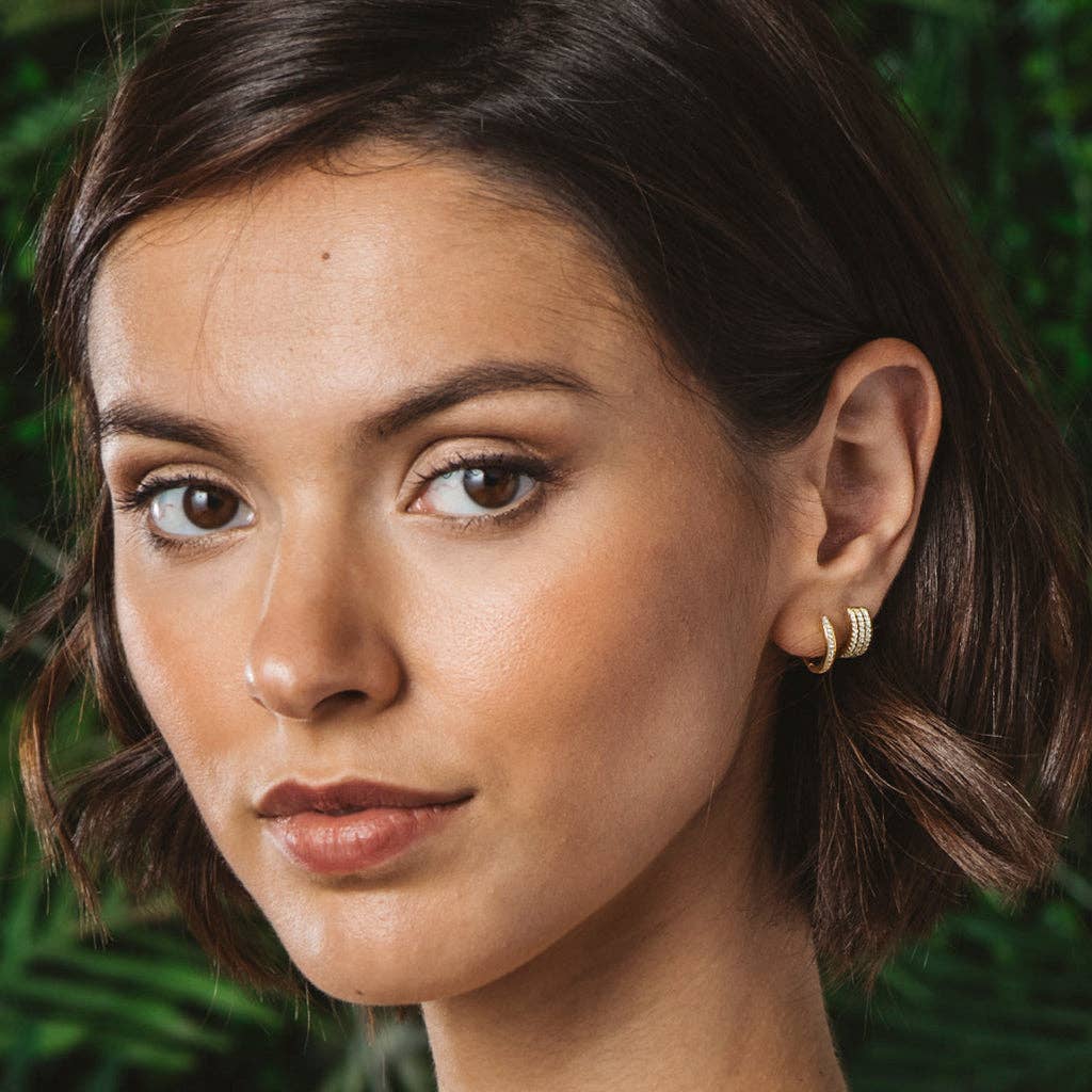 Itemporality - Wholesale Hoop Earrings - Creole earrings plated in gold and zircons one lane3