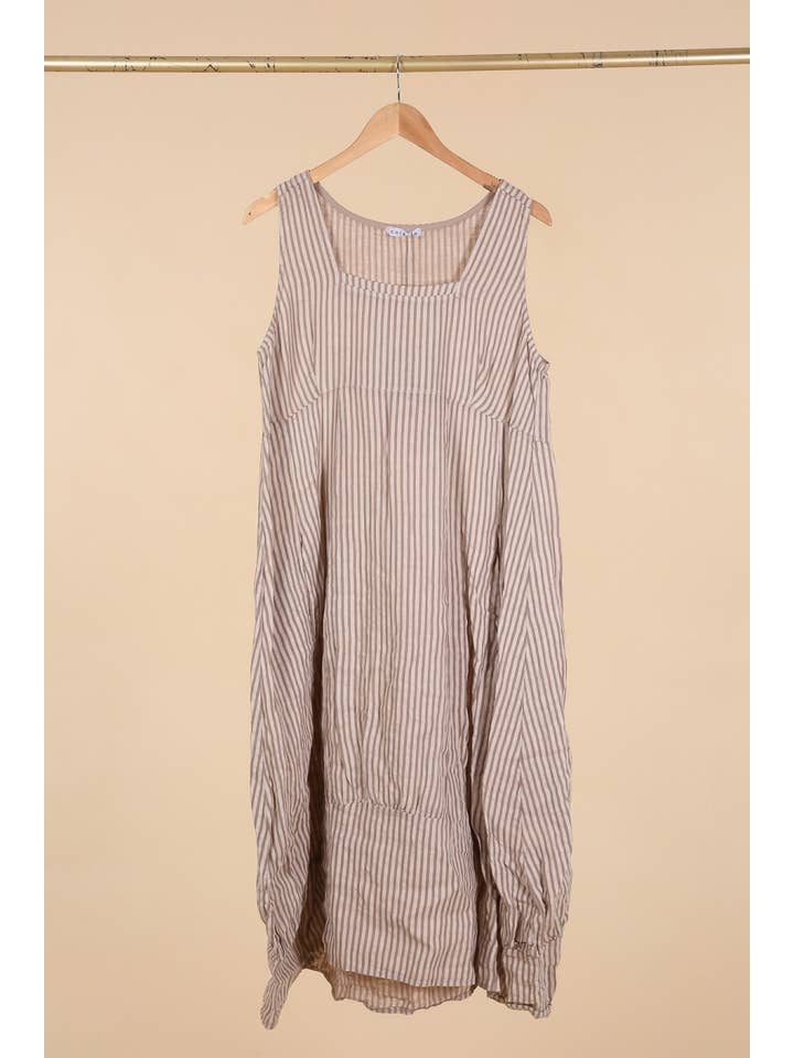la maison des fibres naturelles - Wholesale Dress – Women's - Sleeveless striped dress 6223stripe 100%LINEN1