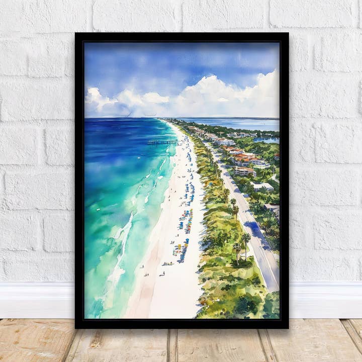 Anna Maria Island Watercolor Painting Florida Beach Art Anna Maria Poster Coastal Decor Scenic Island Art for wholesale by InkNPrintz