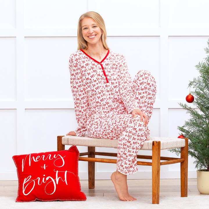 Tesa Babe - Wholesale Sleepwear Set - Women's - Christmas Ho-Ho-Ho Women's Bamboo Pajama Family Matching Set2