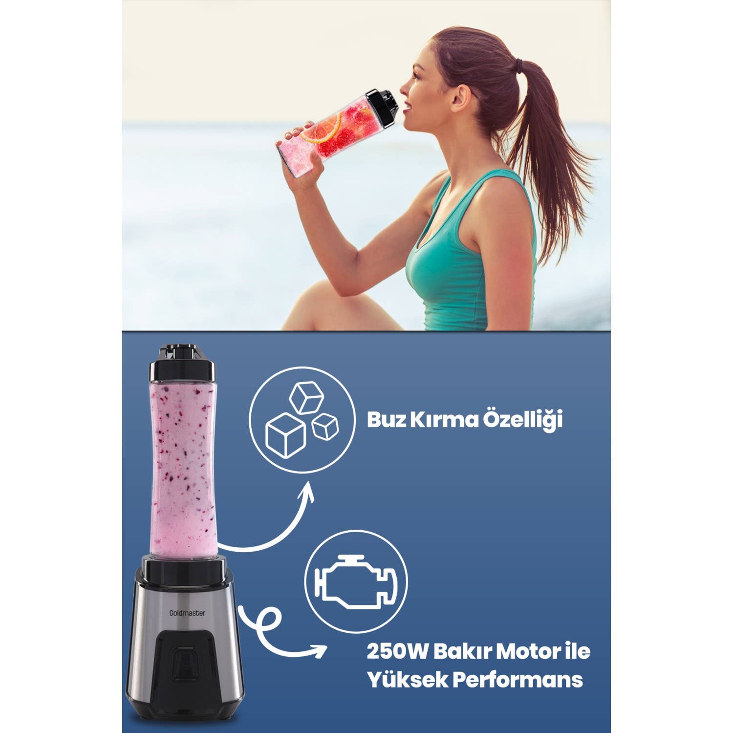 Gri Goldmaster Mixup GM-7259 Persoonlijke Blender RVS voor groothandel op Faire3