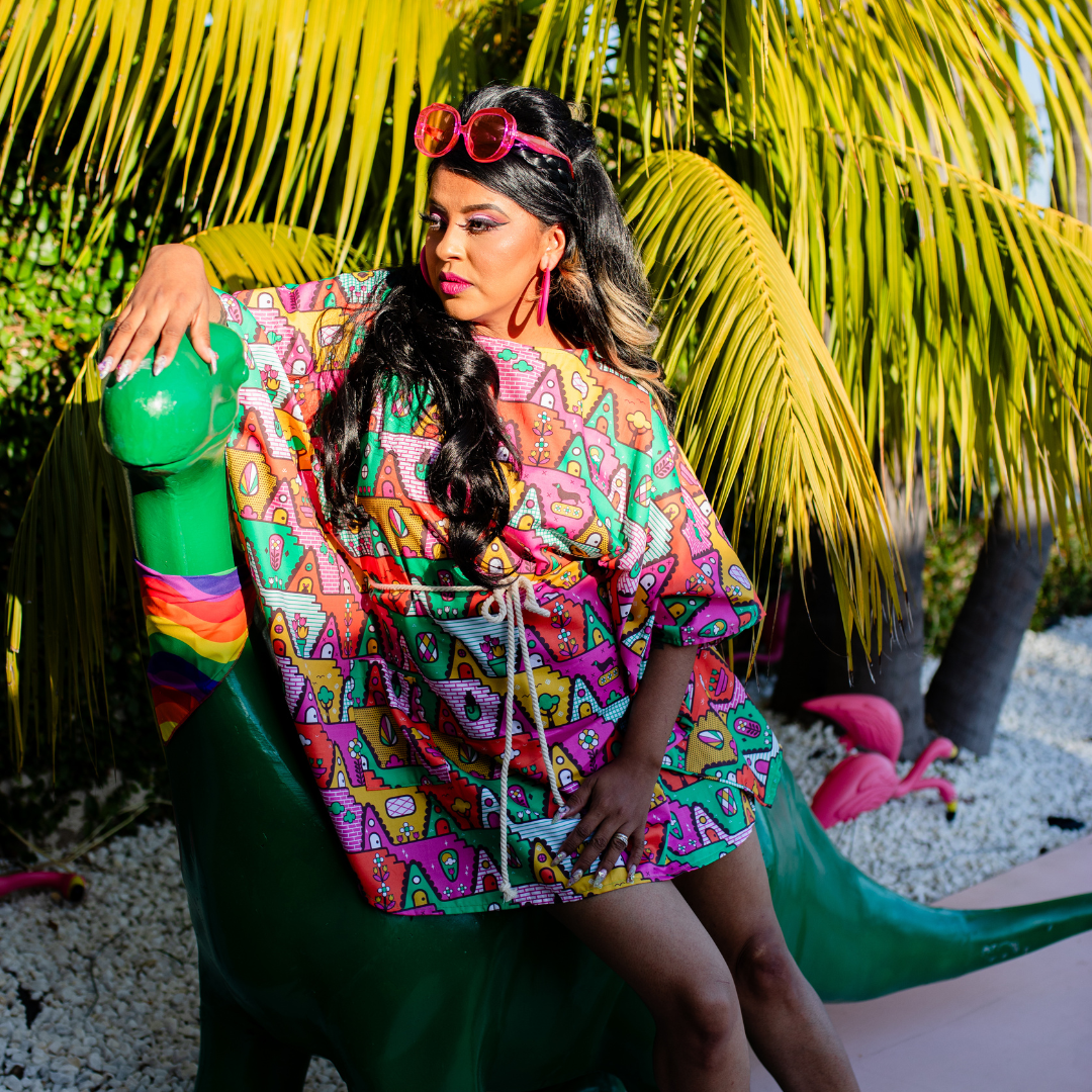 Blue Platypus - Wholesale Dress - Women's - 8-Bit A-Frames Mini Muumuu in Bright Day1