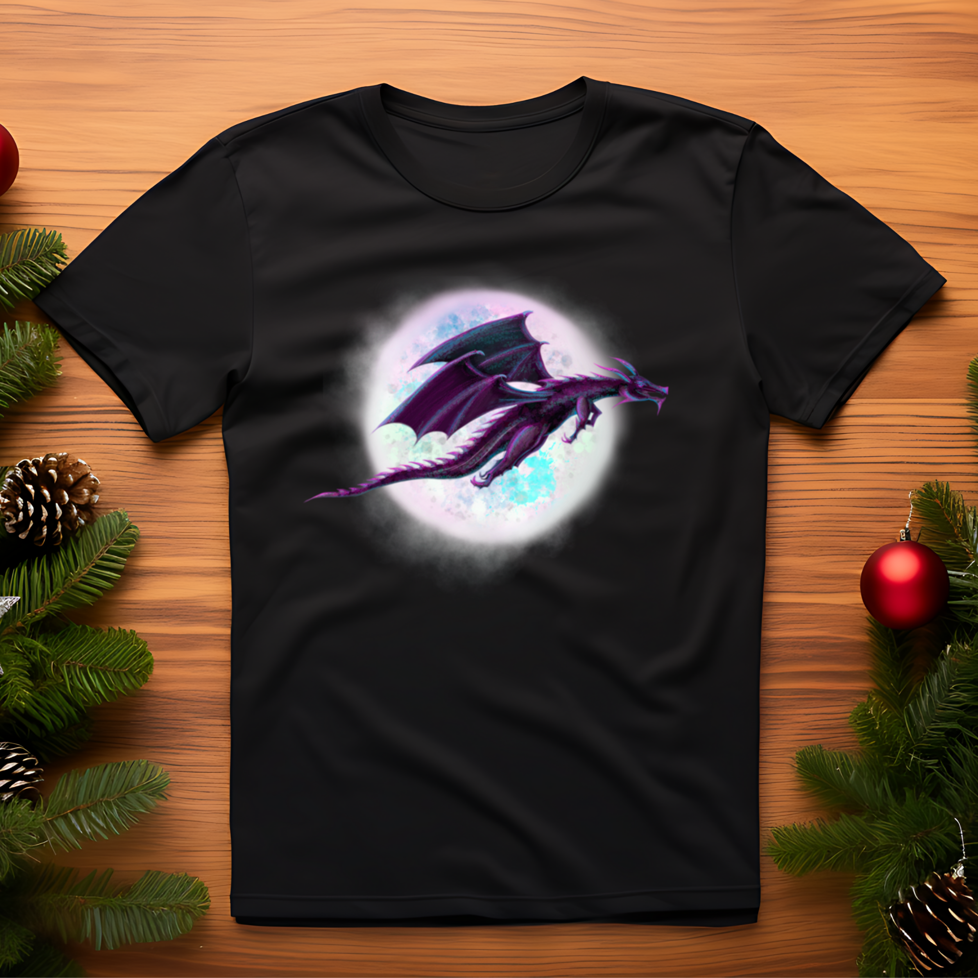 Hannah Kate Makes - Wholesale T-Shirt (Graphic) - Unisex - Dragon Moon T-shirt - Black - 100% Cotton - Gothic Whimsy16