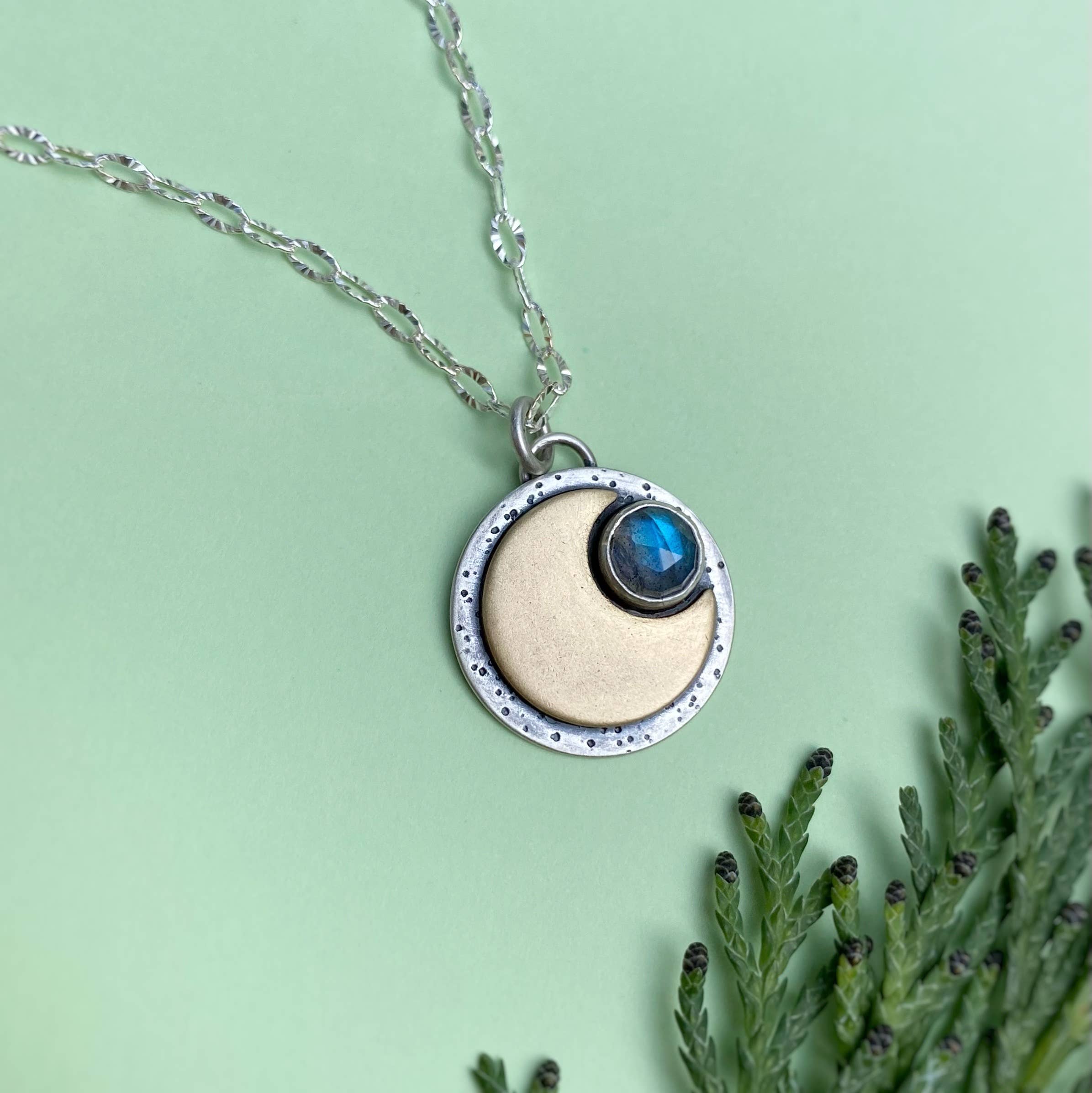 Blue and Blue - Wholesale Pendant/Charm Necklace - Mini Moon Necklace - Labradorite7