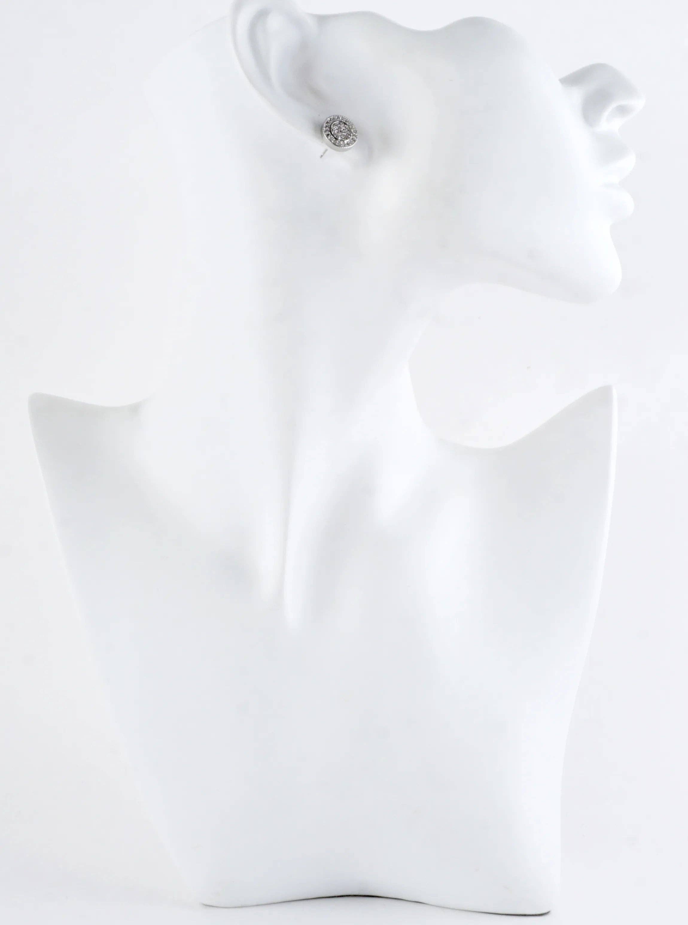 Wild Honey - Wholesale Stud/Post Earrings - Double Circle Textured Pave Crystal Stud Earrings6