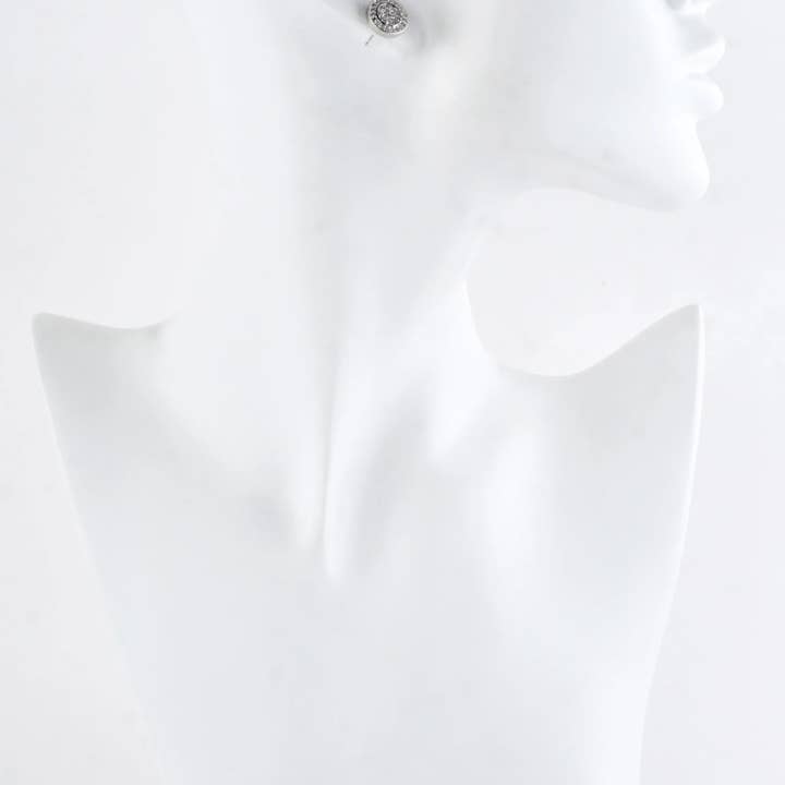 Wild Honey - Wholesale Stud/Post Earrings - Double Circle Textured Pave Crystal Stud Earrings6