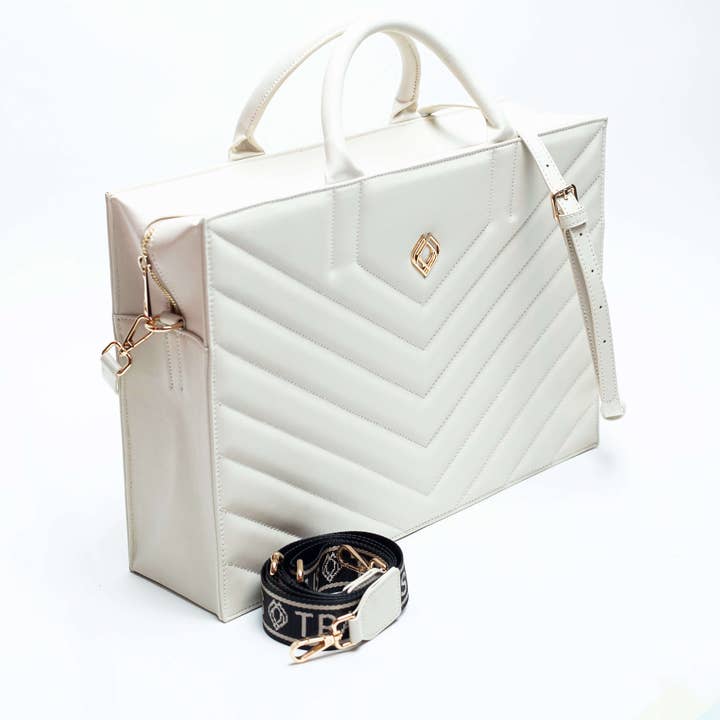 Trashious – Großhandel Schultertasche – Damen – Trashious Businessbag Muse aus Apfelleder in Off White1