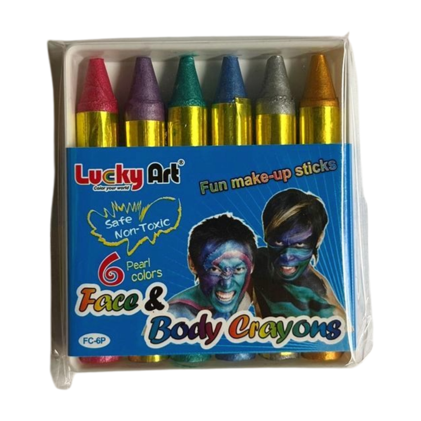 LUCKY ART CRAYONOLOGY – wholesale Face paint/play makeup – Kids – 6  Pearl Colors Face and Body Crayons0