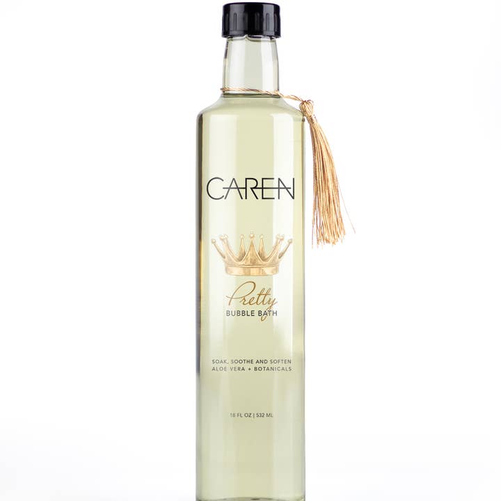 Pretty Bubble Bath 18oz Glass Bottle for wholesale by Caren Products