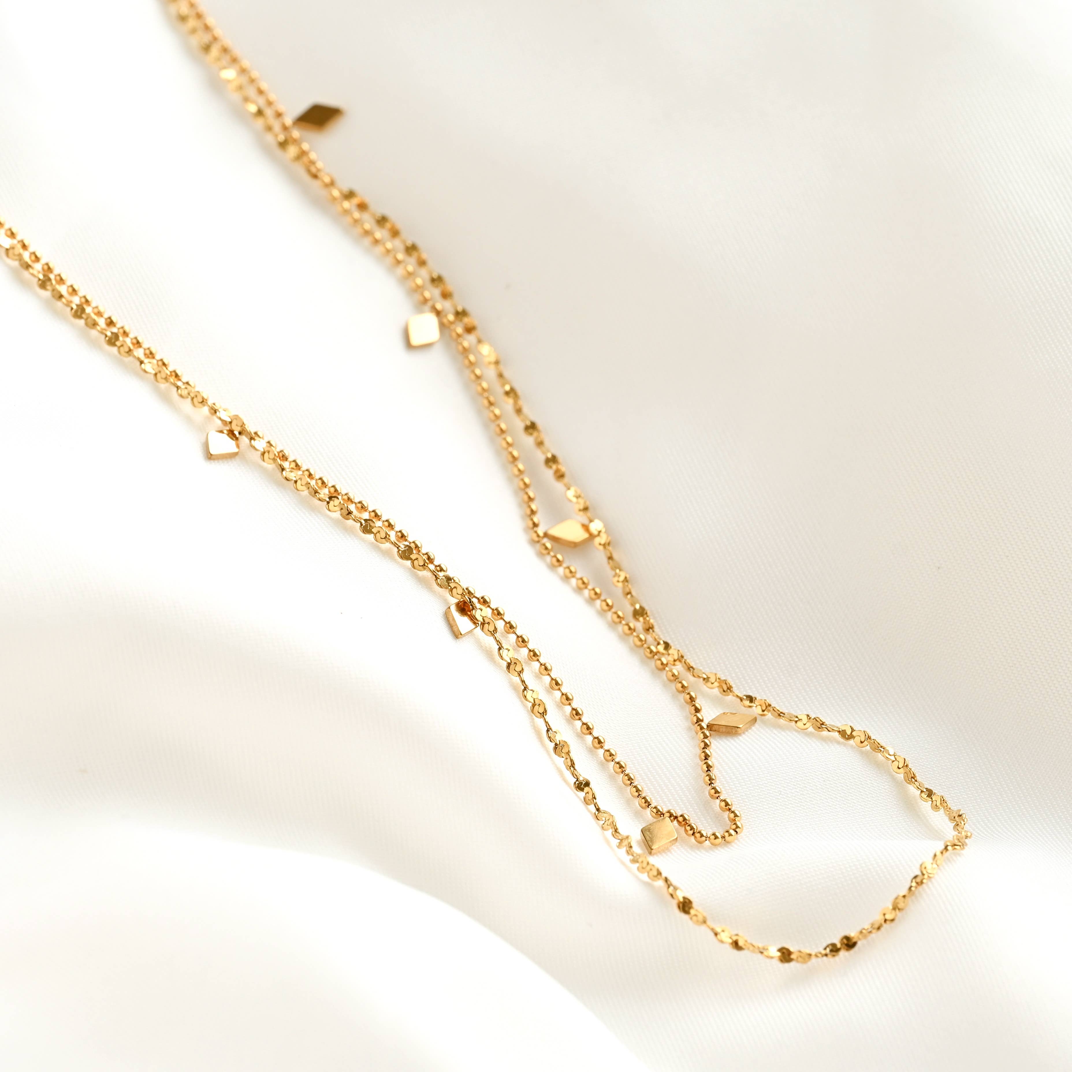 Blueyejewelry - Wholesale Pendant/Charm Necklace - Layered Sequin Necklace - Dangle Beaded Gold Necklace2