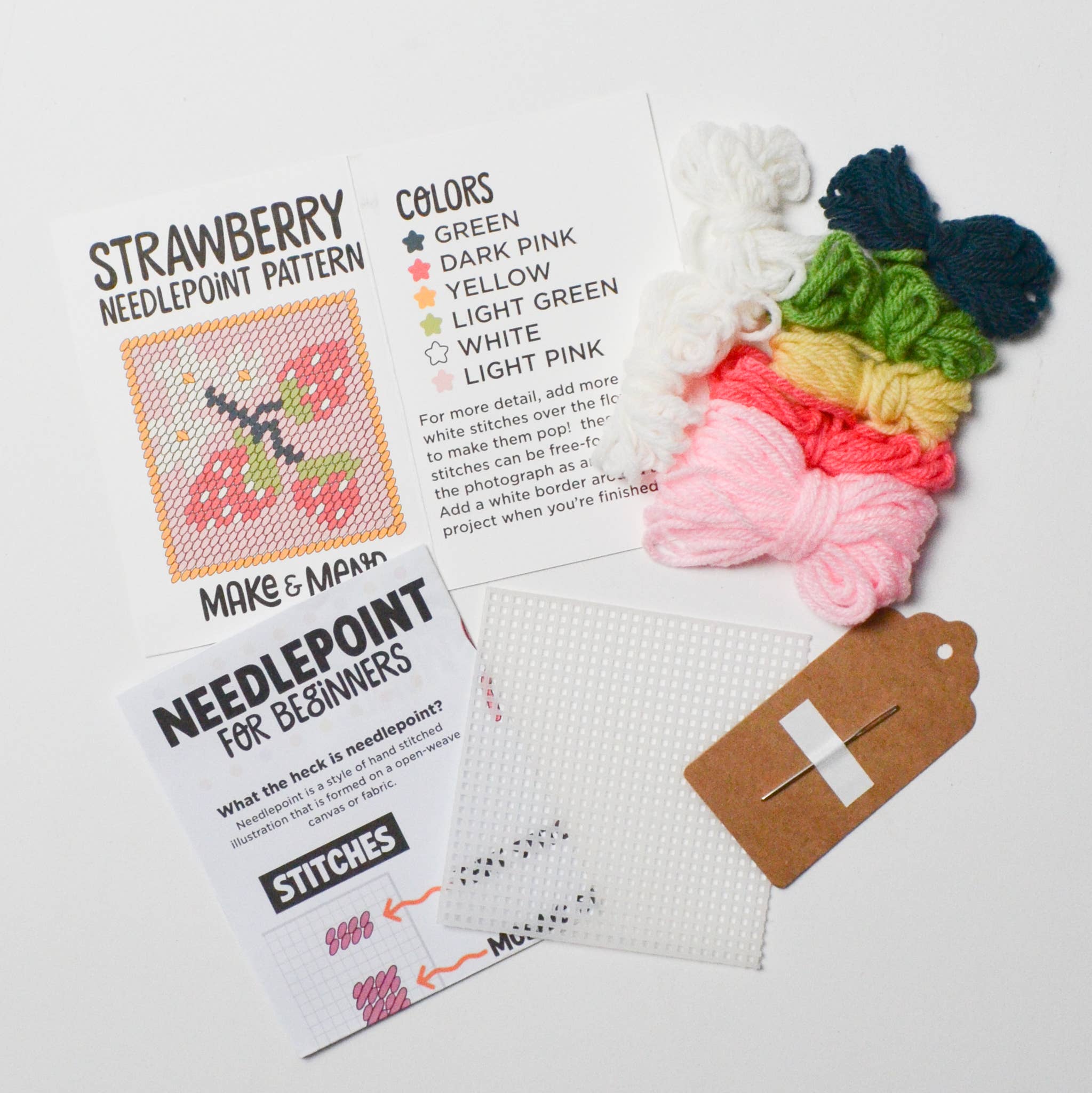 Make & Mend - Wholesale Embroidery/Cross Stitch Supplies - Strawberry Patch Needlepoint Kit3