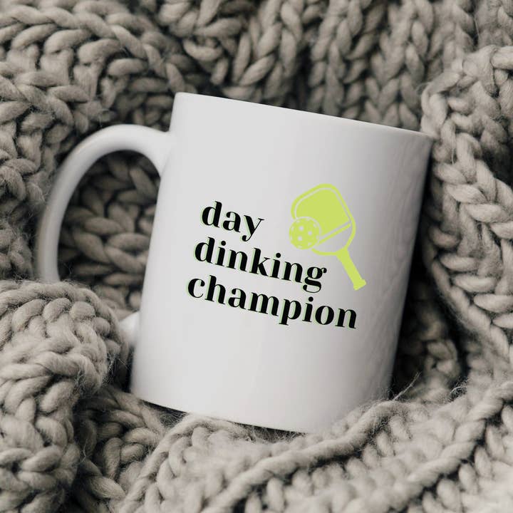 Day Dinking Champion Pickleball Mug, Sports Pun Coffee Cup for wholesale by Canary Road