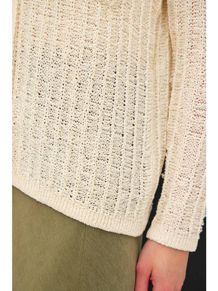 Be Cool - Wholesale Cardigan - Women's - BREEZY TEXTURED KNIT BUTTON UP COLLARED CARDIGAN 4