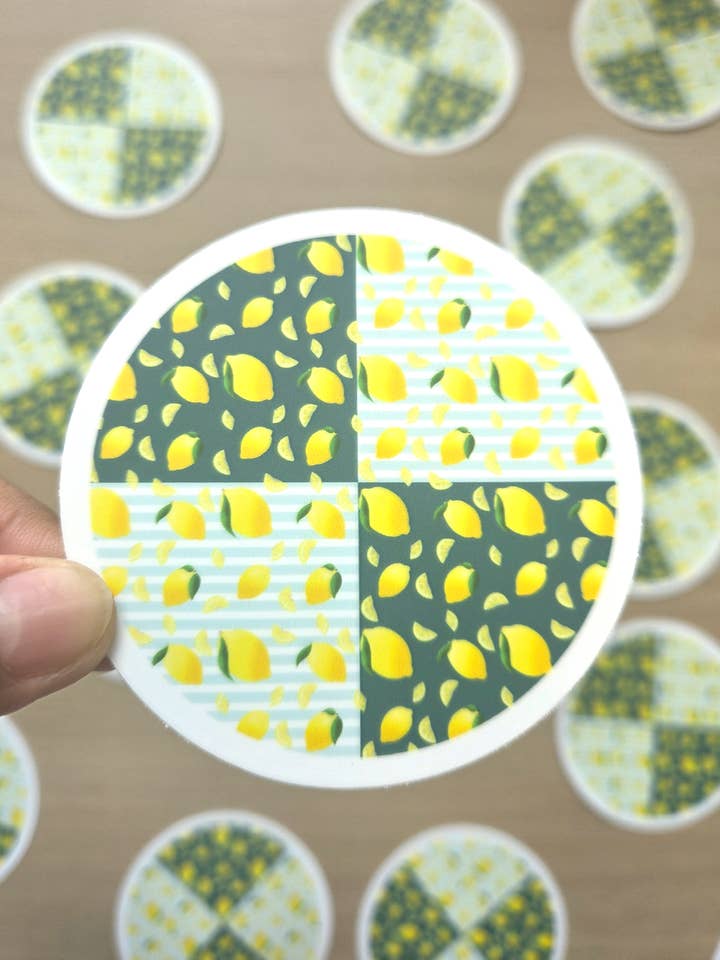 Adesivo con motivo di limoni rotondi (7,6 x 7,6 cm) per la vendita all'ingrosso da parte di Turiberry