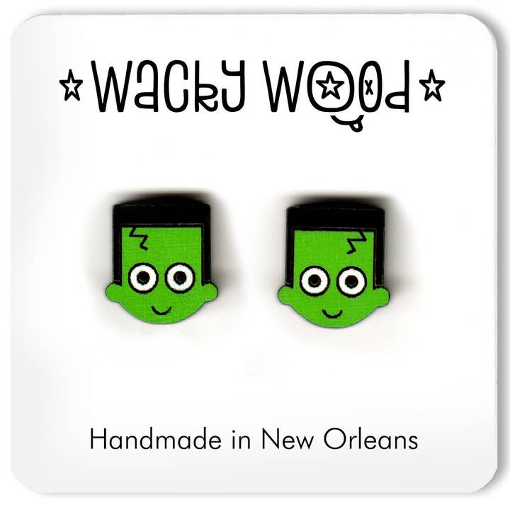 Frankenstein Earring, Halloween Earrings, Monster for wholesale by Wacky Wood