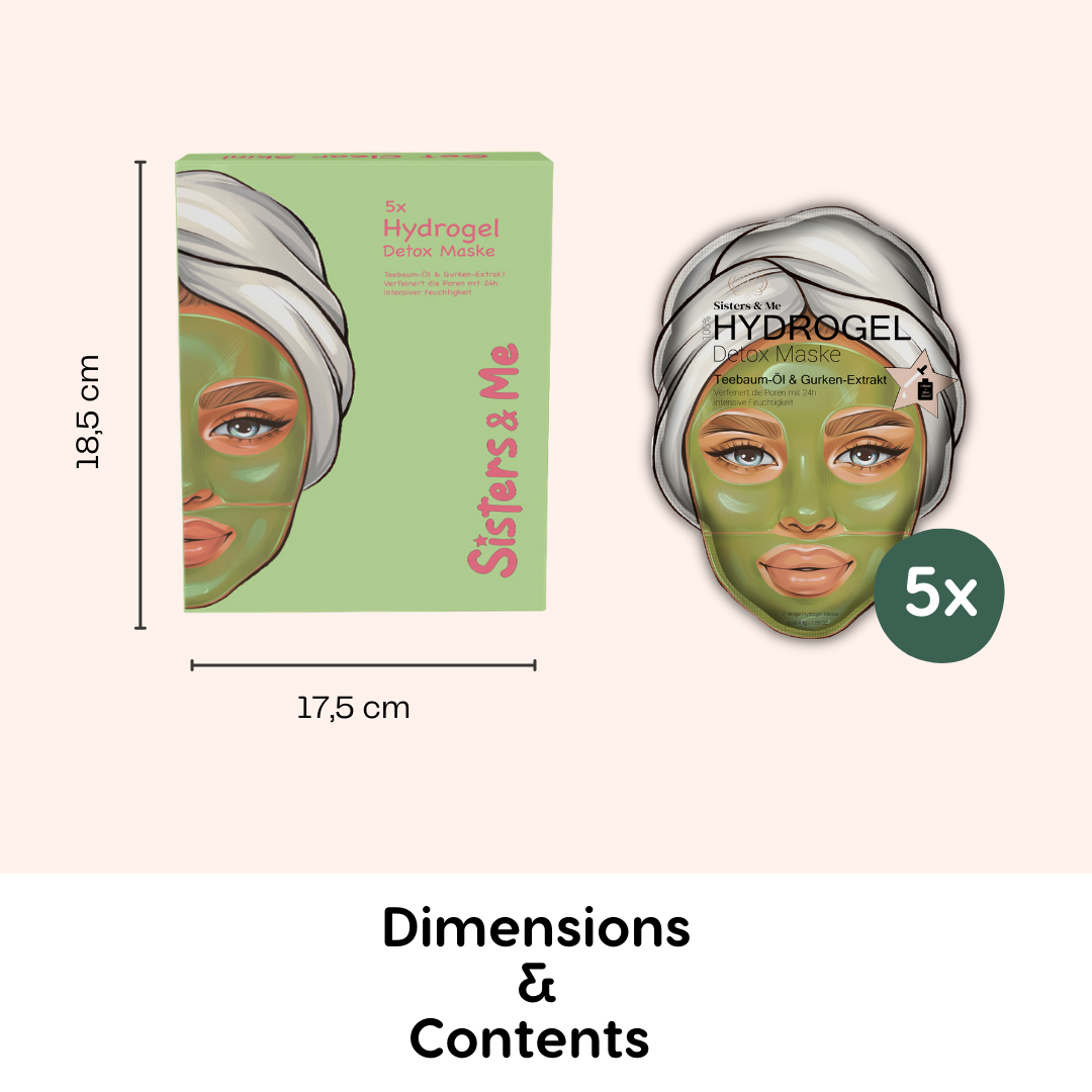Sisters & Me GmbH - Wholesale Skincare Face Mask - 5X HYDROGEL DETOX MASK WITH TEA TREE OIL & CUCUMBER EXTRACT10