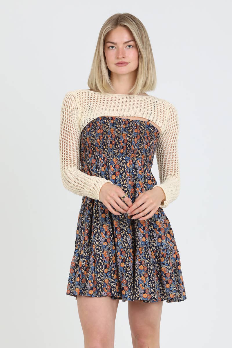 ANGIE - Wholesale Knit Sweater - Women's - XHS49-ASIS LATTICE SHRUG SWEATER11