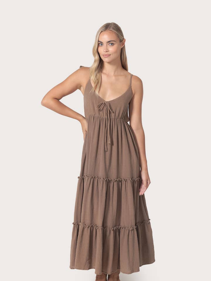 Stacey Maxi Dress Oak for wholesale by Lusana