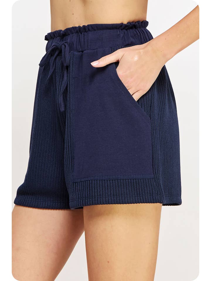 Strut & Bolt - Wholesale Shorts - Women's - Mixed Media Detail Knit Shorts