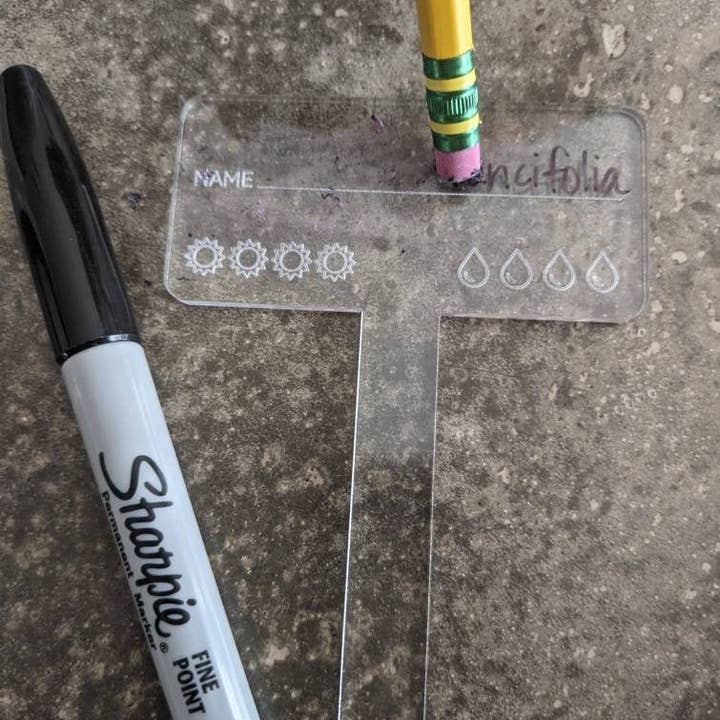 Plant Care Marker, Reusable Plant Tag, Laser Cut Acrylic for wholesale by lou+teak