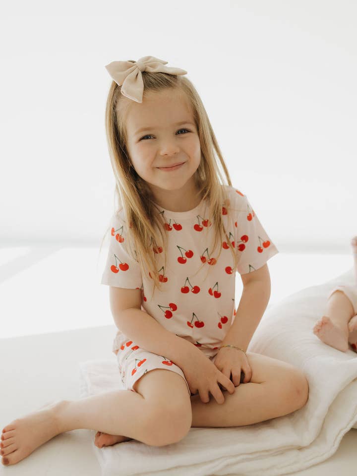 Forever French Baby - Wholesale Sleepwear Set - Kids - Bamboo Short Set | Cherry Orchard