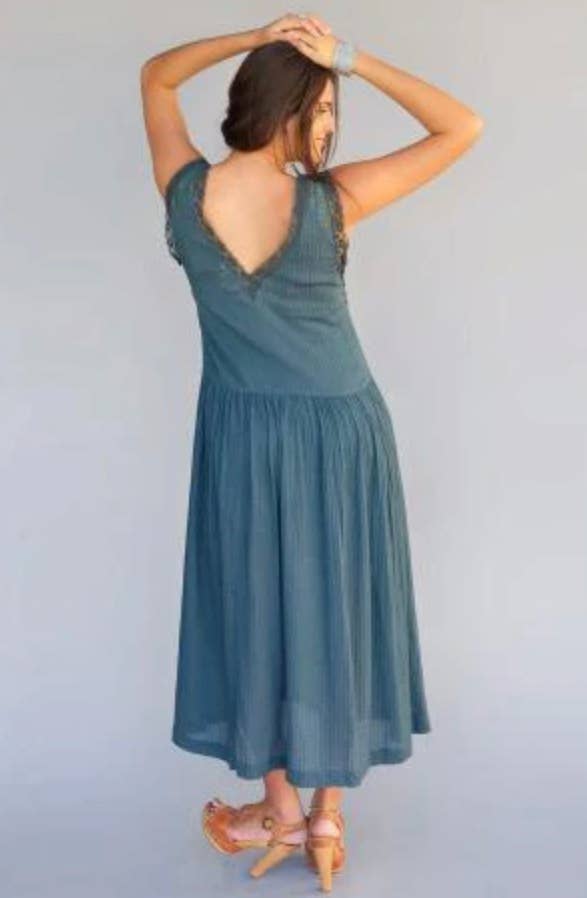 Blue Boheme - Wholesale Dress - Women's - Margot Long Dress With Lace Grey1