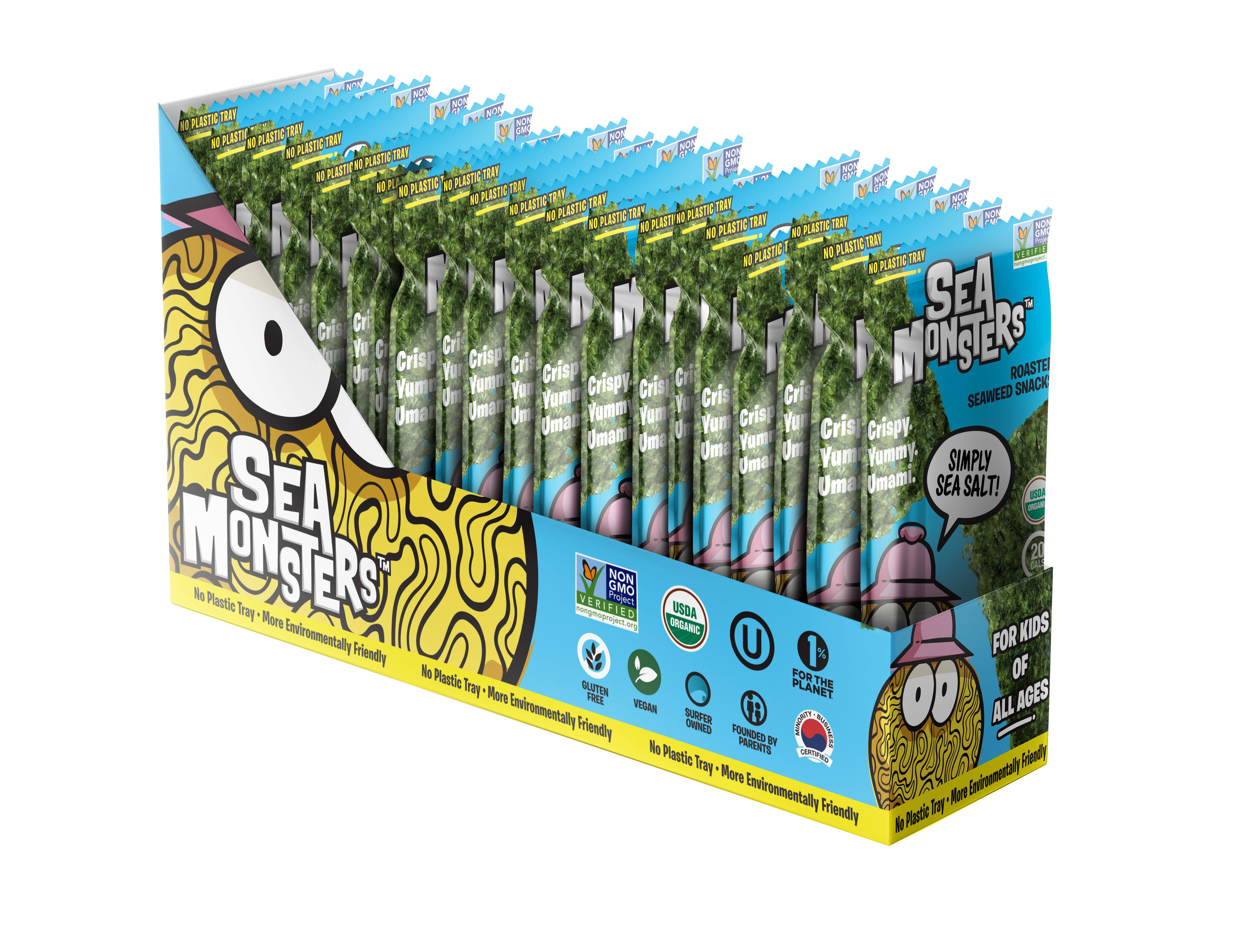 Sea Monsters - Wholesale Chips - Trayless Seaweed Snacks, Teriyaki Twist .14oz, 20-pack case4