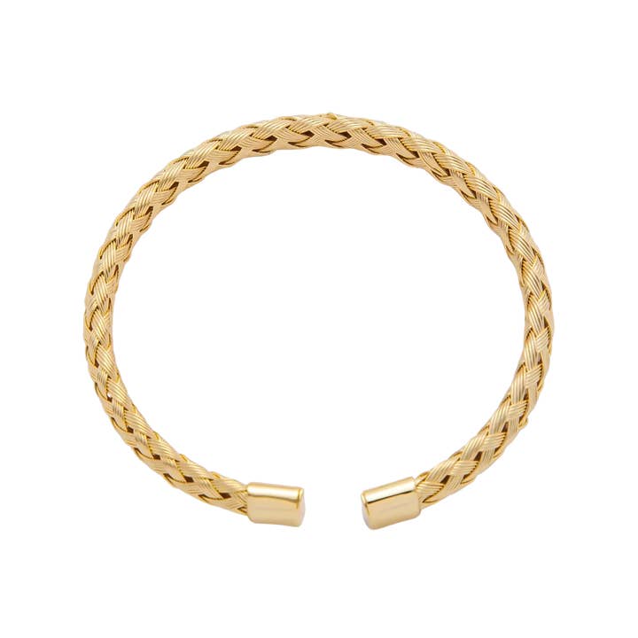 Bracelet Jonc Tressé en Acier Inoxydable Doré ✦ BA-21WA3471 pour la vente par Simply Jewels