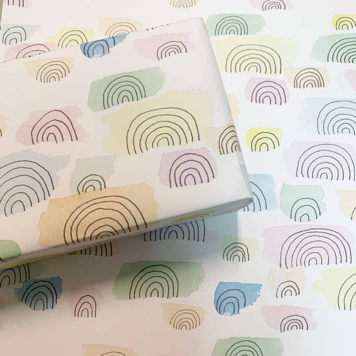 Pastel Rainbow Wrapping Paper Sheet - Flat Wrap for wholesale by Jen Gerena Design