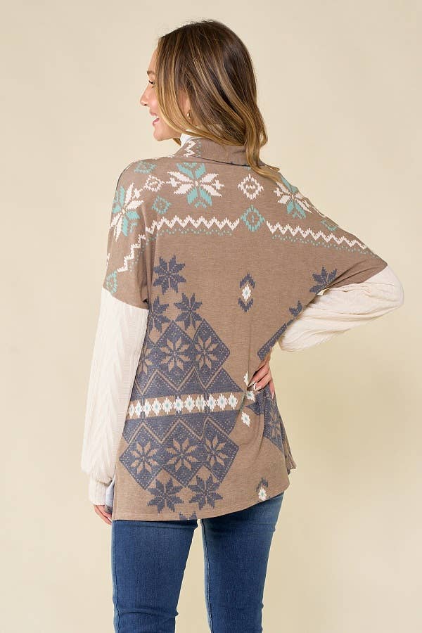 lovely melody - Wholesale Shirt Jacket/Shacket - Women's - LMT3653-Snowflake shacket Print17