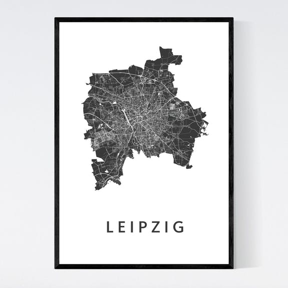 Leipzig - Mapa da cidade emoldurado em A3 - por atacado de Art in Maps