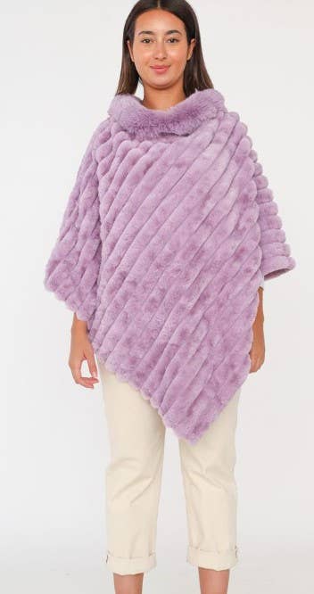 LOOWIE - Wholesale Poncho - Women's - 068 Poncho Striped Fake Faux Fur Loowie8