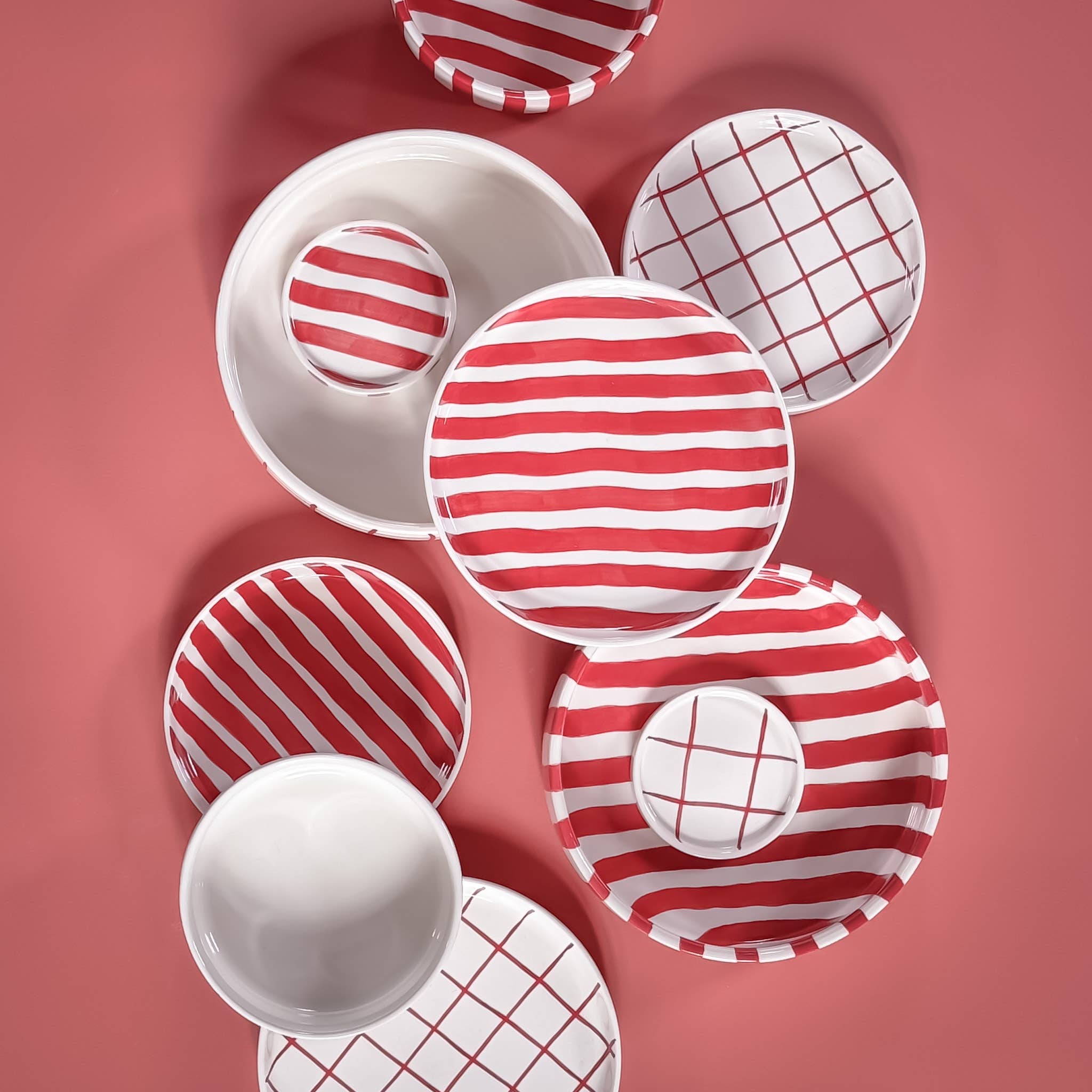 Magazin Minori - Wholesale Coffee/Tea Cup - Espresso Stripes - tramonto red (set of 2 - 4 pieces)4