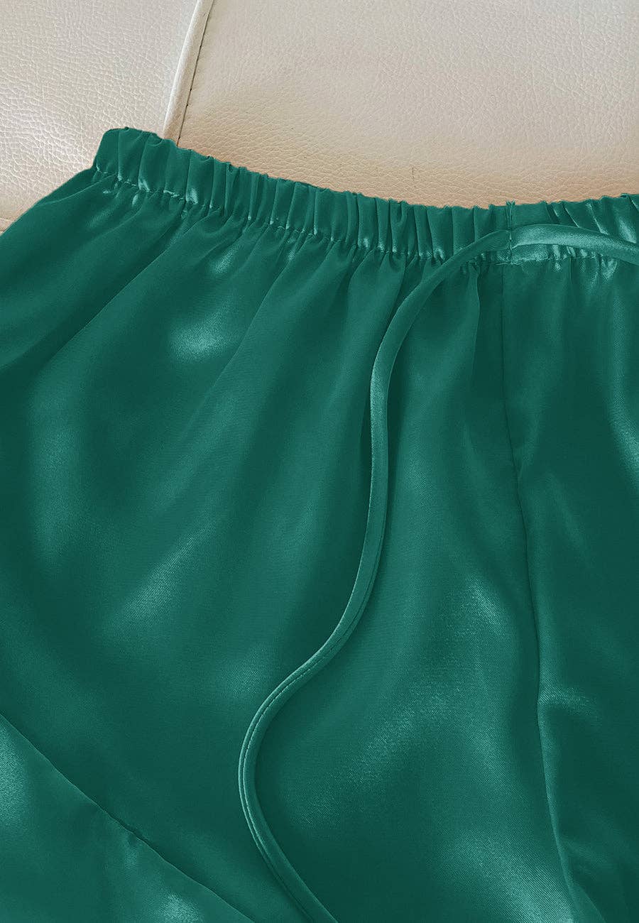 Anna Kaci Wholesale - Wholesale Lounge Set - Women's - Satin Tank and Ruffle Hem Shorts54