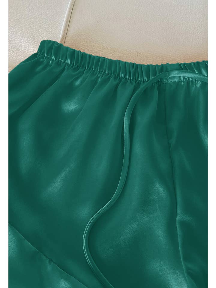 Anna Kaci Wholesale - Wholesale Lounge Set - Women's - Satin Tank and Ruffle Hem Shorts54