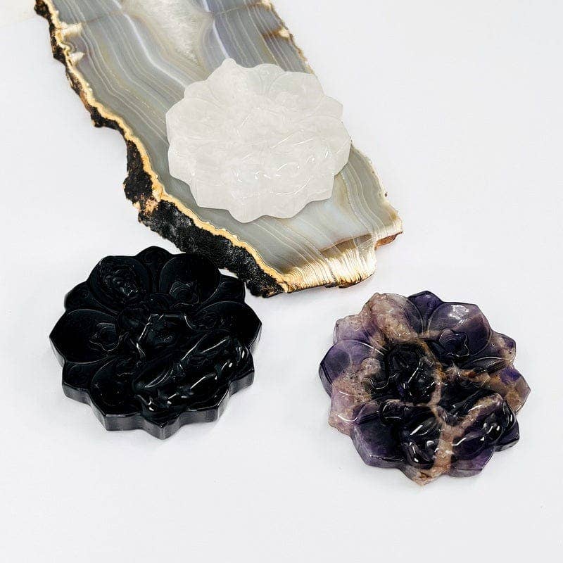 Rock Paradise – Engroshandel Spirituelle sten og krystaller – Krystal ædelsten Kwan Yin gudinde på Lotus udskåret sten6