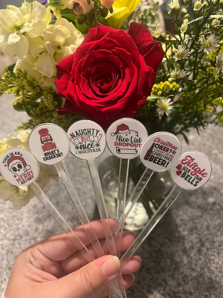 Funny Christmas Drink Stirrers - Set of 20 Stirrers for wholesale by Stir Crazy Sticks