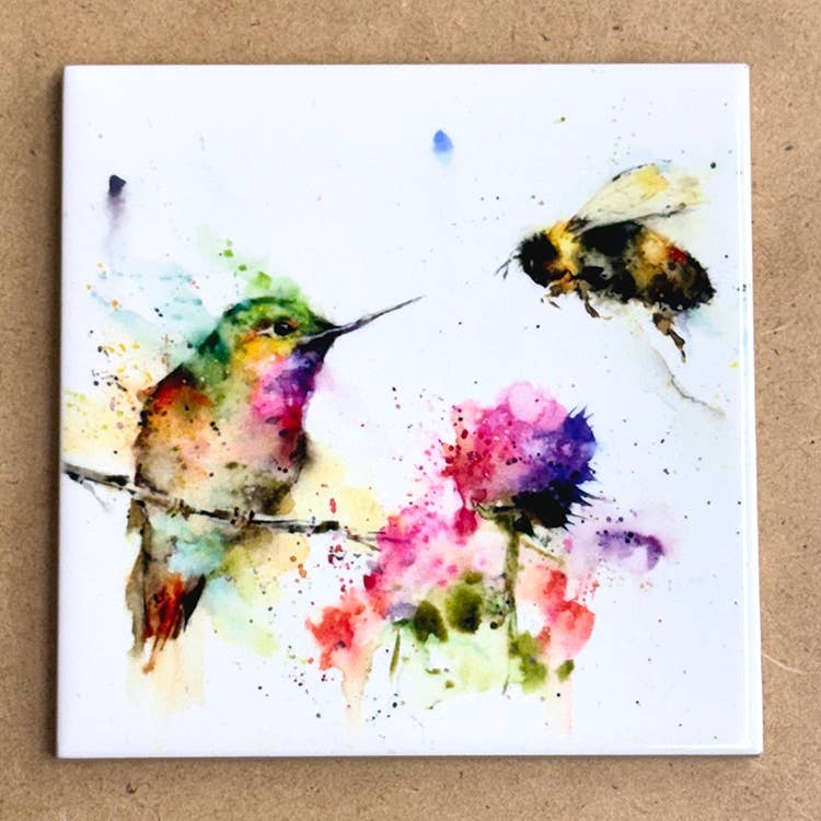 The Art of Dean Crouser Greeting Cards & Stickers - Wholesale Coasters - Ceramic Coaster 'GARDEN VISITORS'0