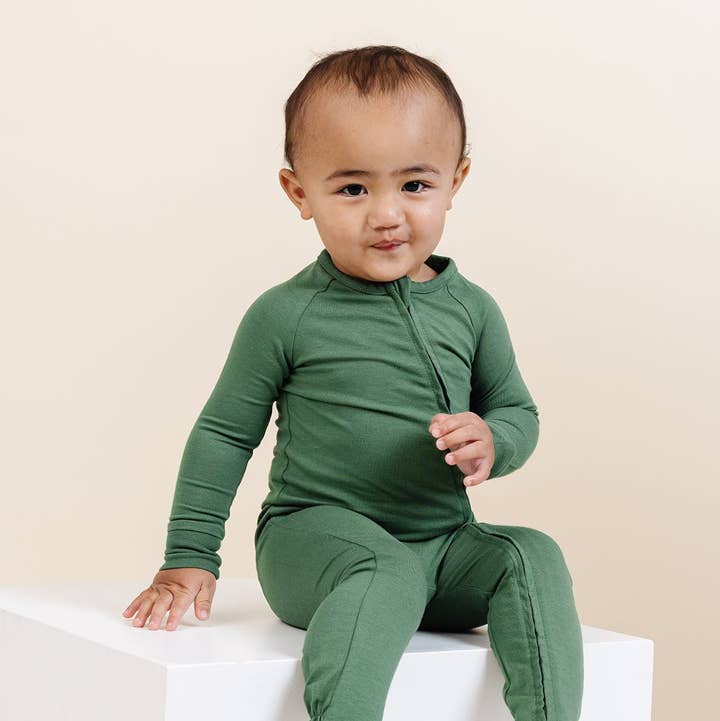 Ultimate Zip Footie in Moss for wholesale by Lark