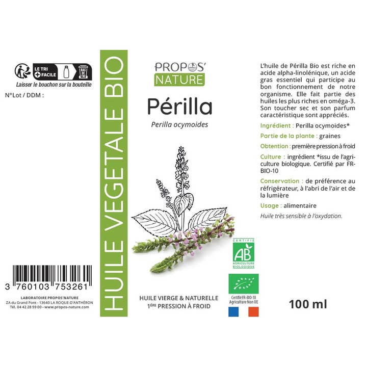 Propos'Nature – Großhandel Ätherisches Öl – Bio-Perilla-Öl kaltgepresst, 50 ml und 100 ml2