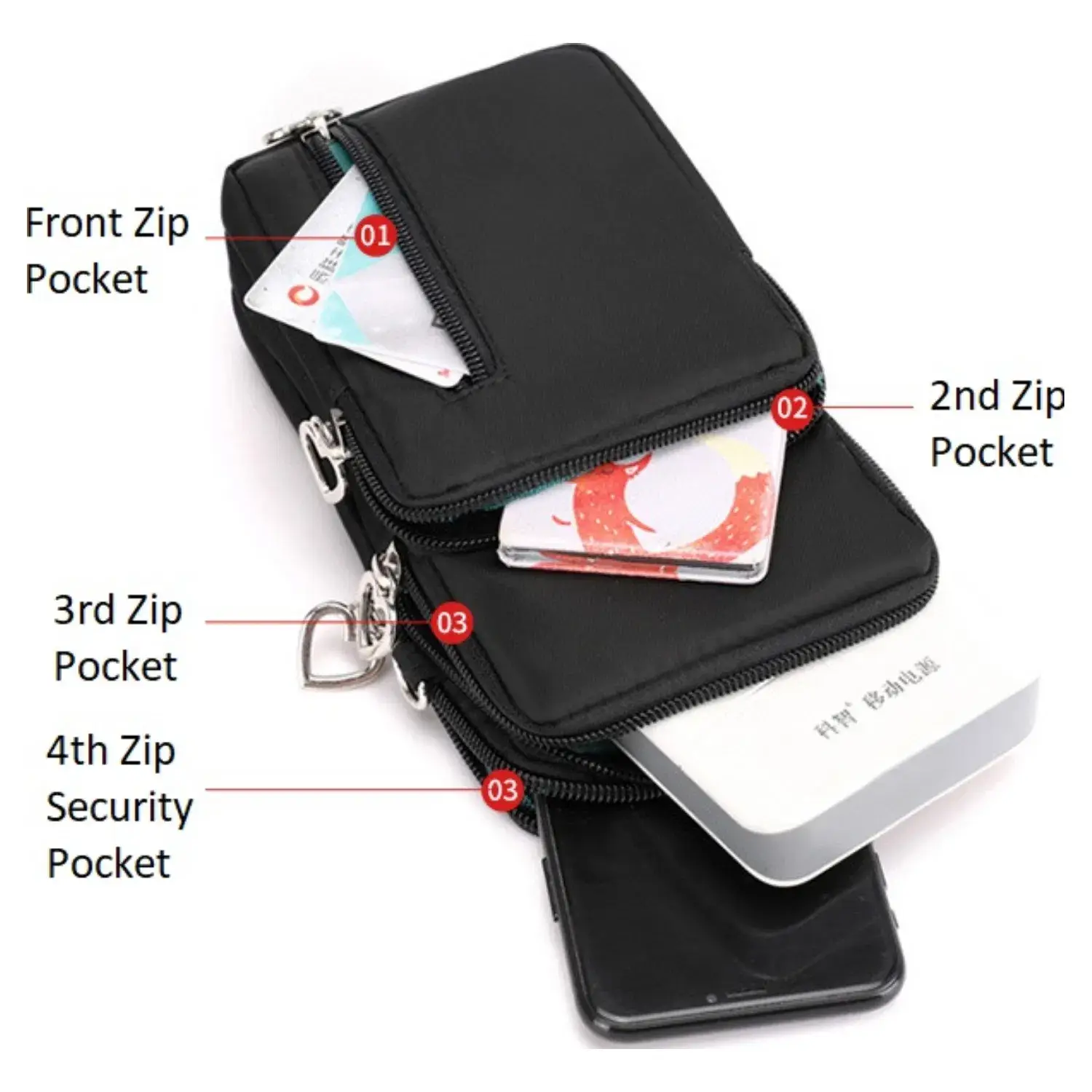 Superbia - Wholesale Crossbody Bag - Women's - Superbia 3 Zipper Splash Proof  Essential Bag Mobile Bag28