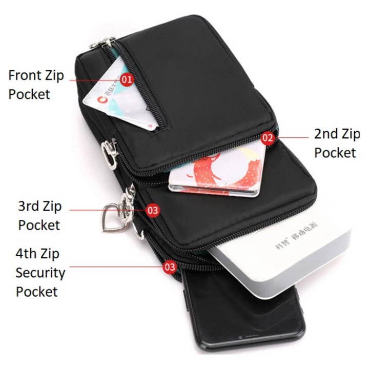 Superbia - Wholesale Crossbody Bag - Women's - Superbia 3 Zipper Splash Proof Essential Bag Mobile Bag28