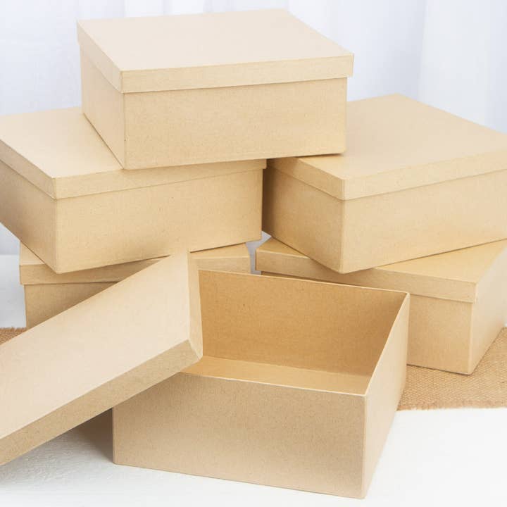 Factory Direct Craft - Wholesale Gift Box - Premade Paper Mache Square Box - 7" x 7" x 3"