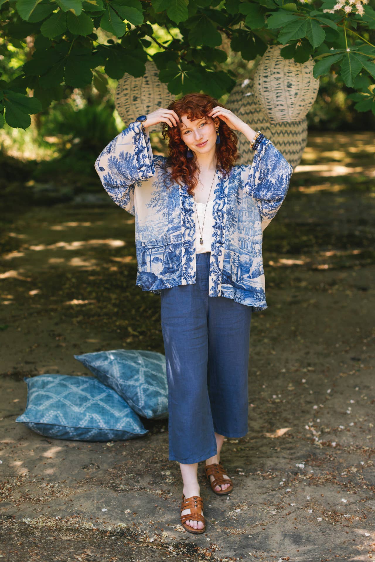 Market of Stars (USA) - Wholesale Kimono - Women's - Let The Light In Pixie Duster Cropped Kimono w/ Delft Print