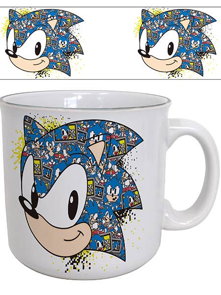 Sonic - Pixelated Face 20oz Camper Mug for wholesale by Pyramid America