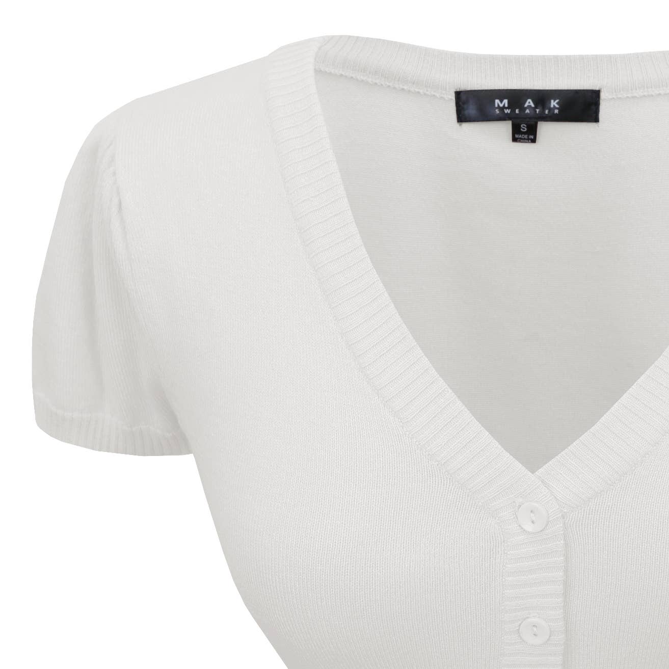 Mak - Vente Cardigan – femme - Cardigan boléro court à manches courtes bouffantes et col en V HB213758